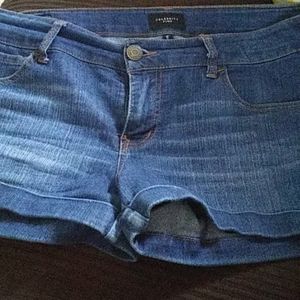 Celebrity pink jean cuffed shorts